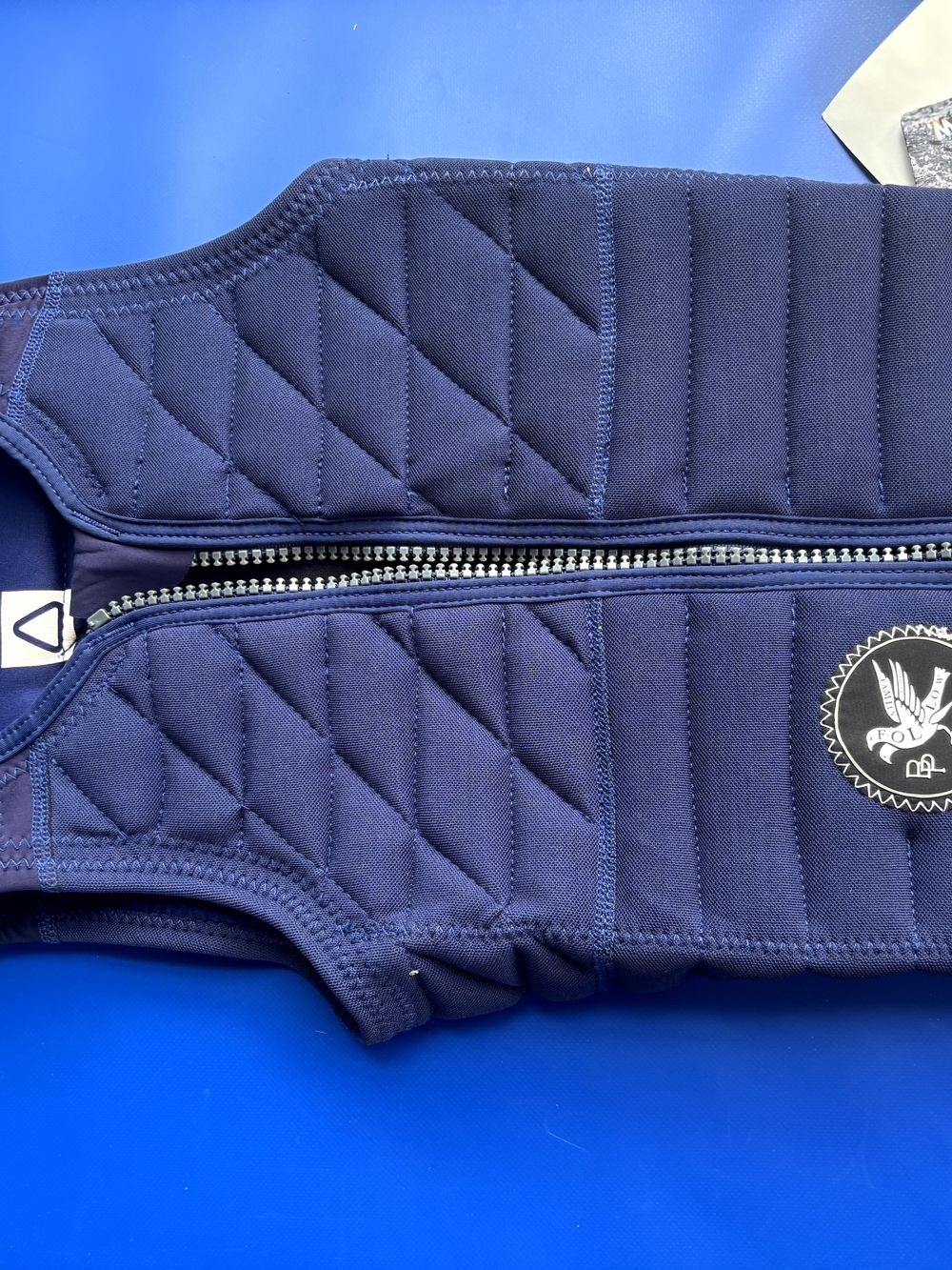 Follow Navy Blue Quilted Kids Vest with Front Zip and Logo Patch